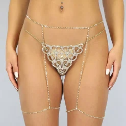 Sexy String met Jarretel Strass Chain