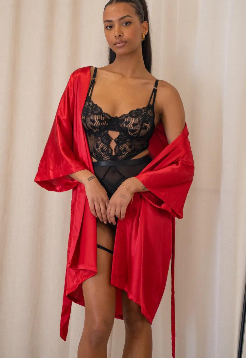 Shiny Rode Satin Kimono
