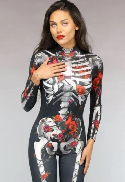 Skeletten Jumpsuit met Rozen