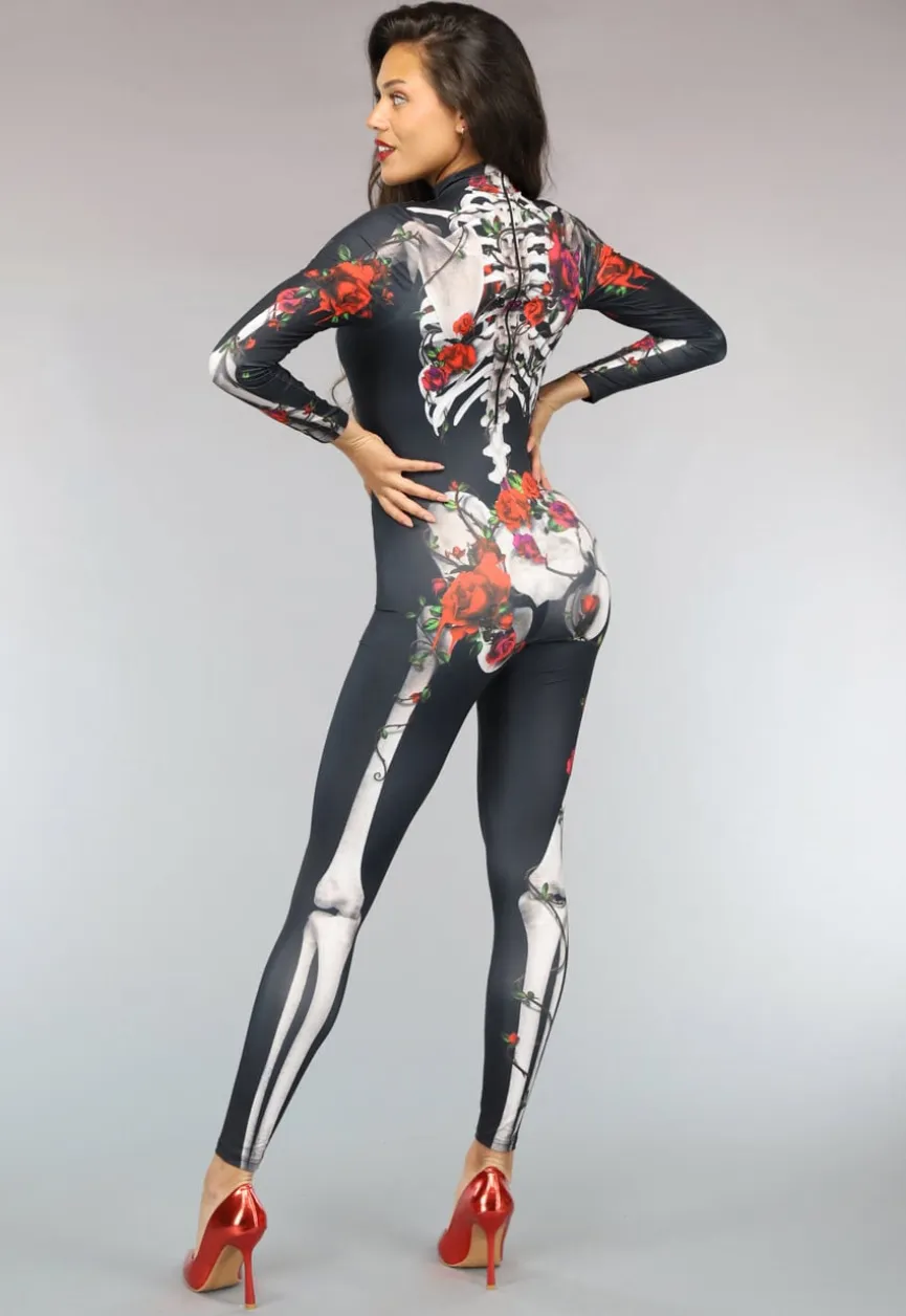 Skeletten Jumpsuit met Rozen