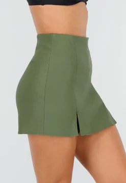 Skort Army Green met Stretch en Splitjes