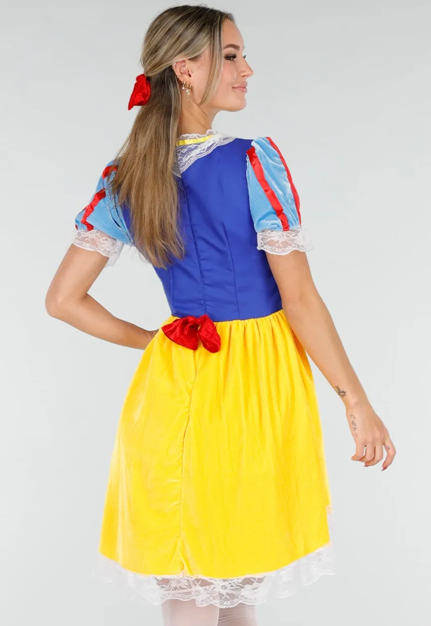 Sneeuwwitje Kostuum met Kanten Afwerking en Pofmouwen