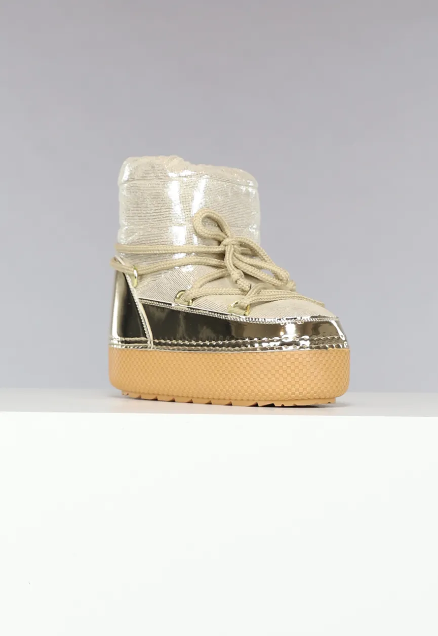 Sparkle Sneeuwlaarzen in Goud met Metallic Detail
