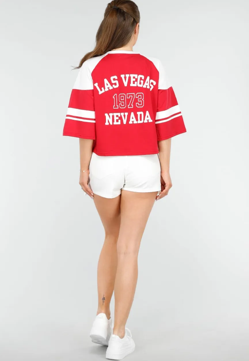 Sportief Rood Baseball T-Shirt met Ster