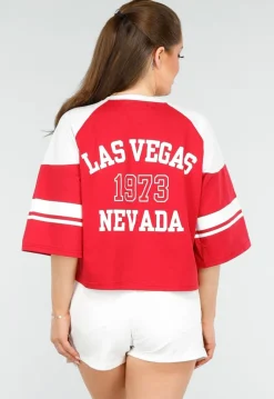 Sportief Rood Baseball T-Shirt met Ster