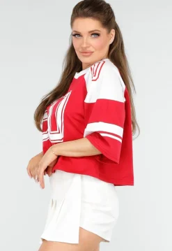 Sportief Rood Baseball T-Shirt met Ster
