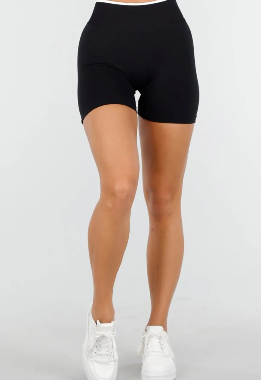 Sportieve Shorts in Zwart met Witte Tailleband