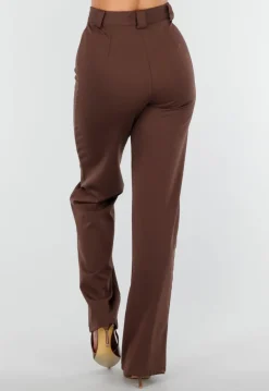 Straight Leg Bruine Pantalon Super Stretch