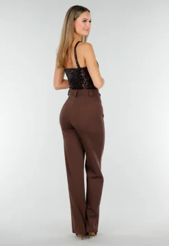Straight Leg Bruine Pantalon Super Stretch