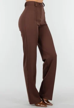 Straight Leg Bruine Pantalon Super Stretch