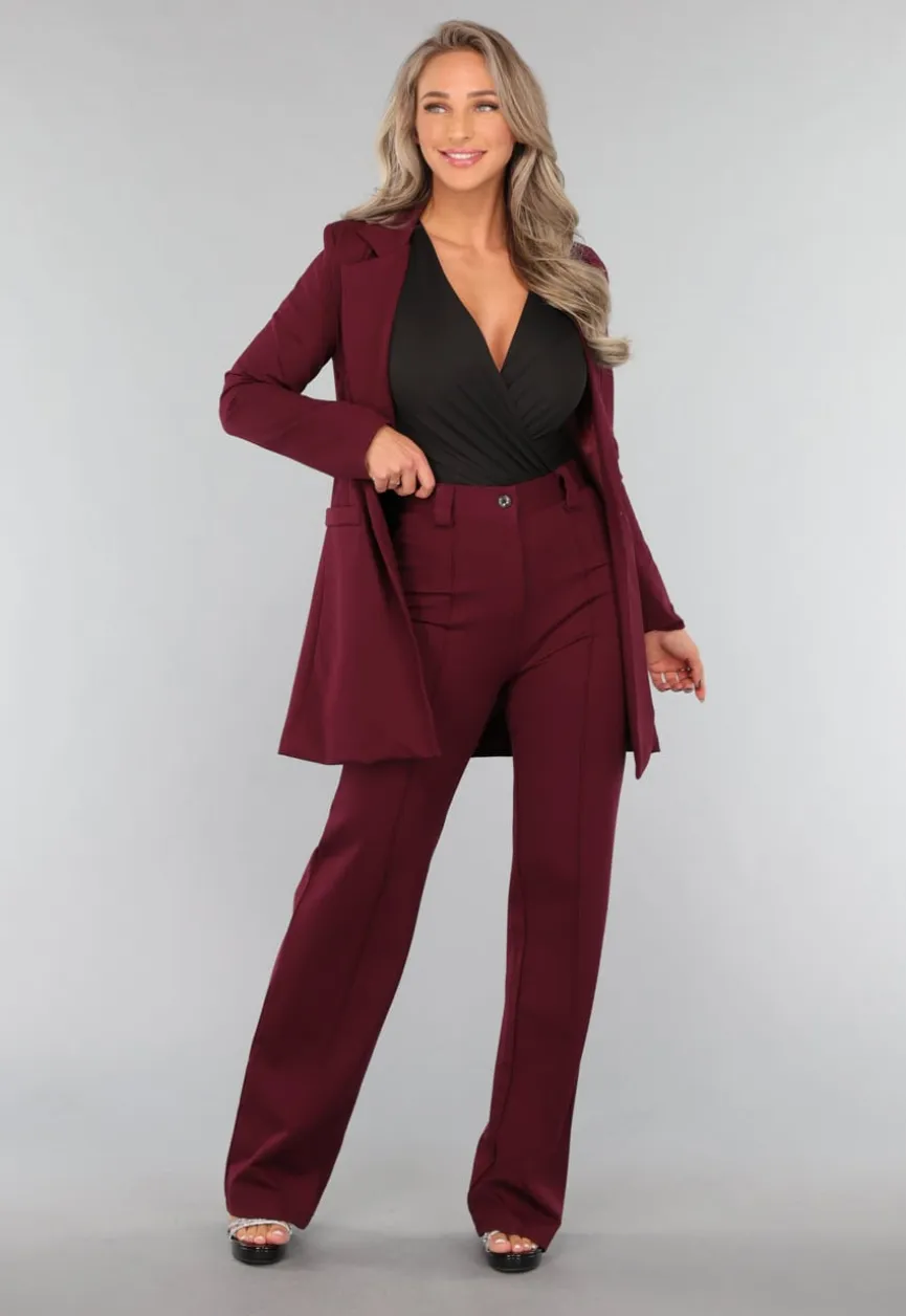 Straight Leg Burgundy Pantalon