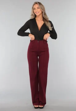 Straight Leg Burgundy Pantalon