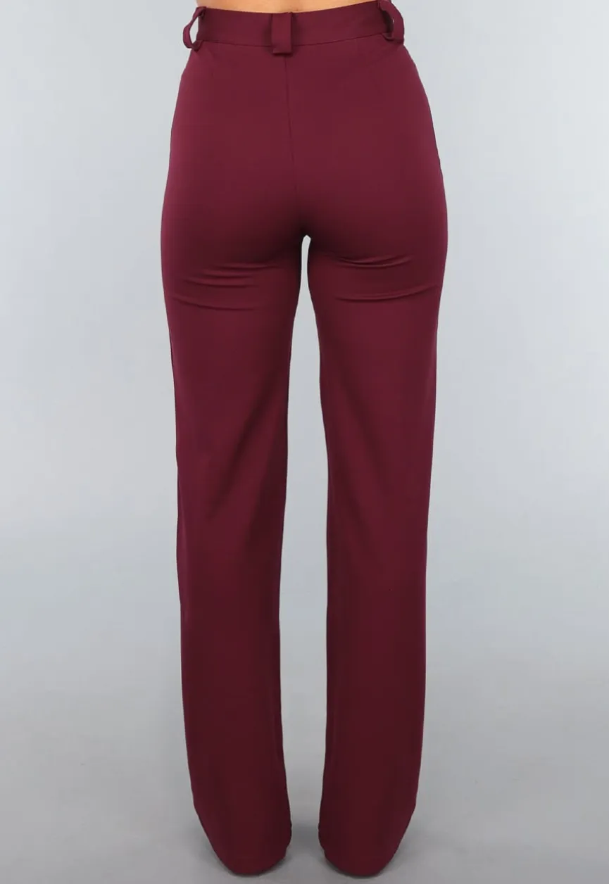 Straight Leg Burgundy Pantalon