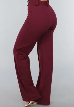 Straight Leg Burgundy Pantalon