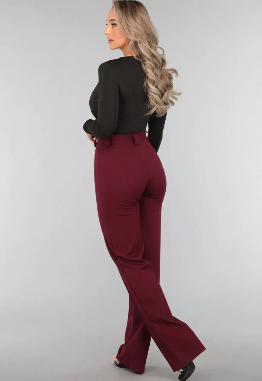 Straight Leg Burgundy Pantalon