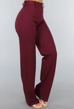 Straight Leg Burgundy Pantalon