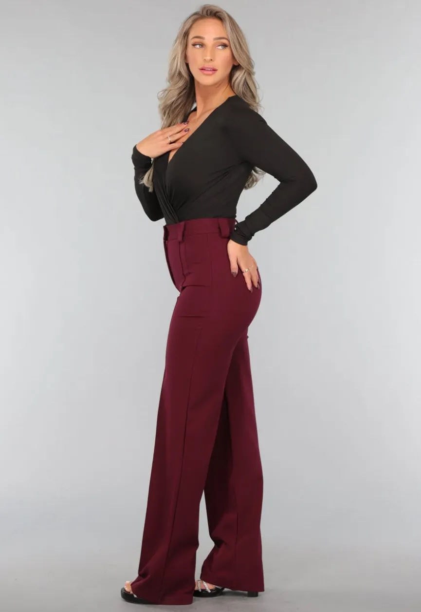 Straight Leg Burgundy Pantalon
