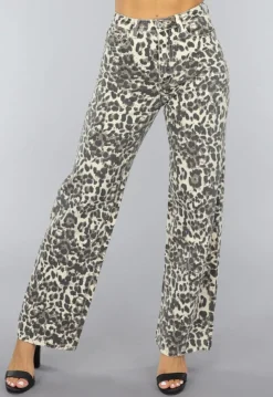 Straight Leg High Waist Panterprint Jeans