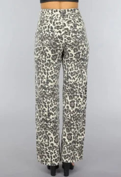 Straight Leg High Waist Panterprint Jeans