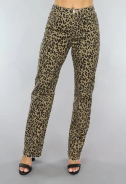 Straight Leg Jeans met Panterprint