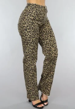 Straight Leg Jeans met Panterprint