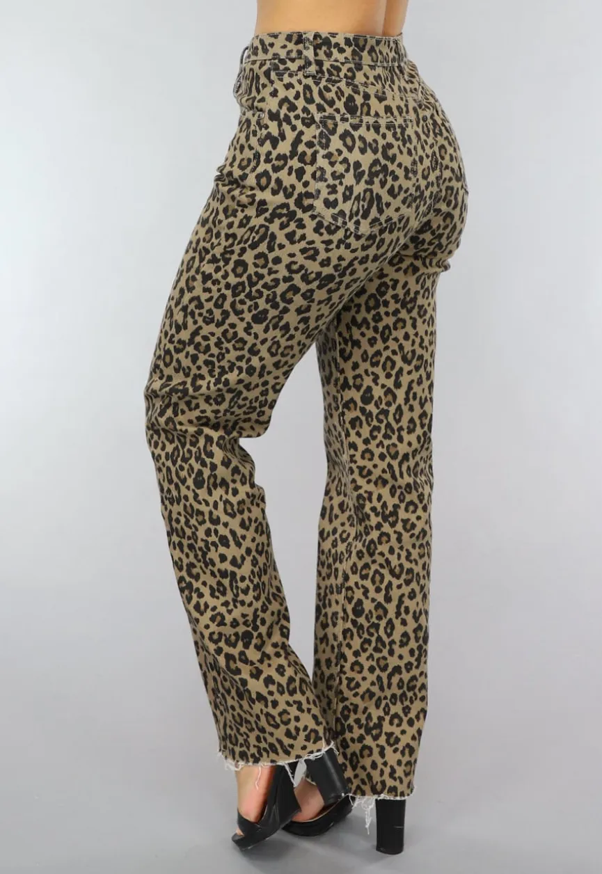 Straight Leg Jeans met Panterprint