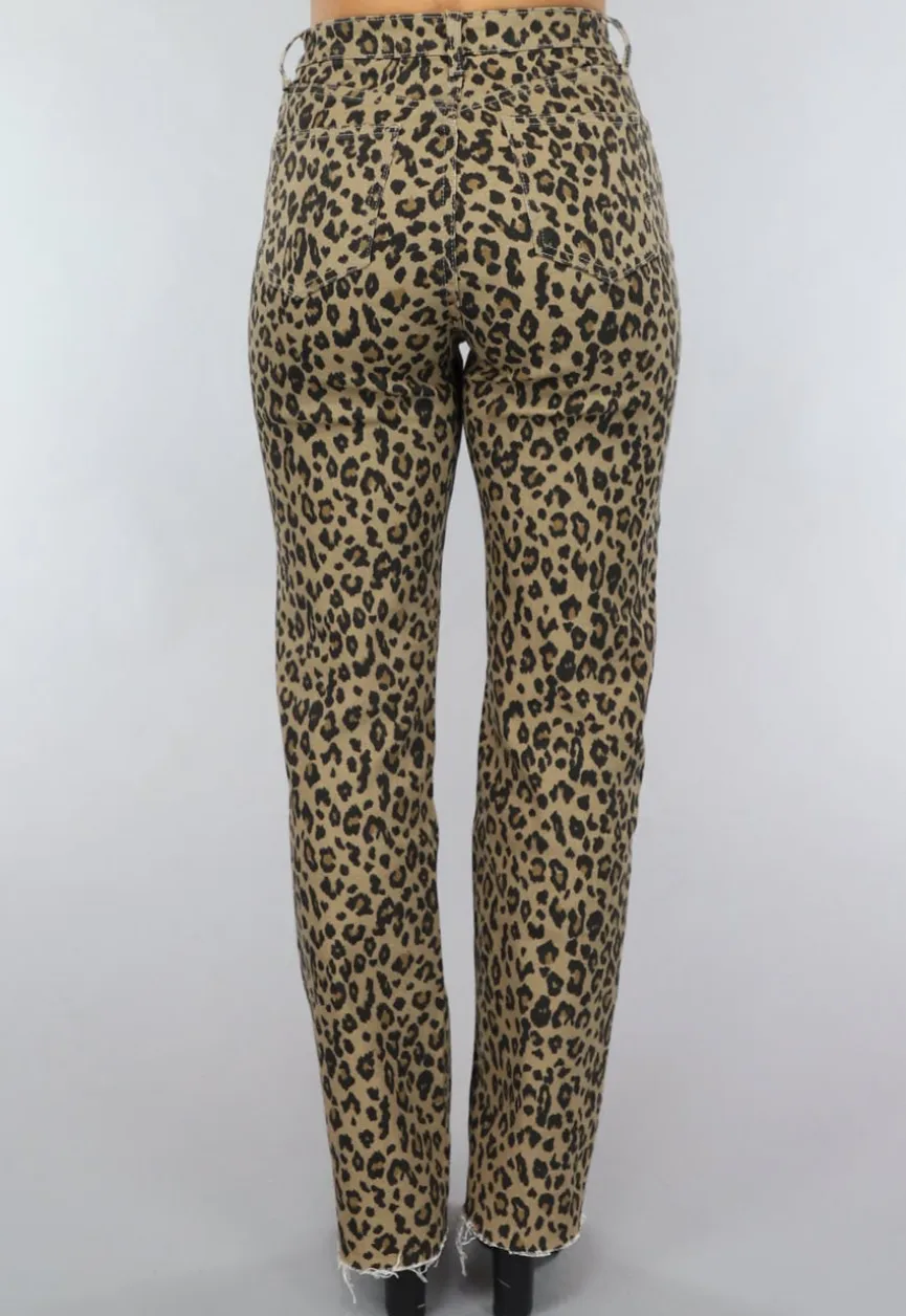 Straight Leg Jeans met Panterprint
