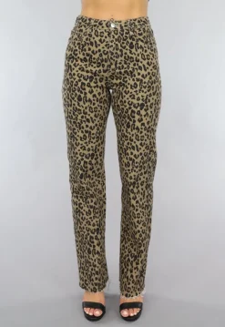 Straight Leg Jeans met Panterprint