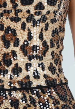 Strapless Bandeau Top met Panterprint en Pailletten