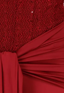 Strapless Korset Jurk in Bordeaux met Glitters