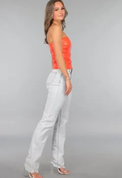 Strapless Oranje Vegan Leren Top