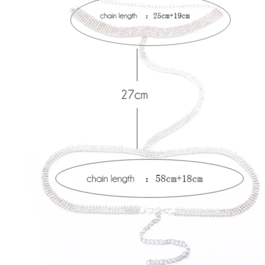 Strass Bodychain Choker Zilver & Goud