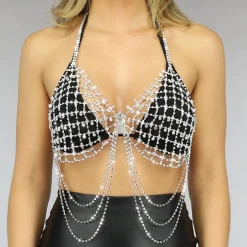 Strass Stenen Topje met layered Ketting