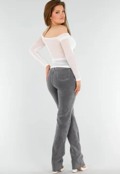Stretch Off-Shoulder Top in Wit met Meshlook