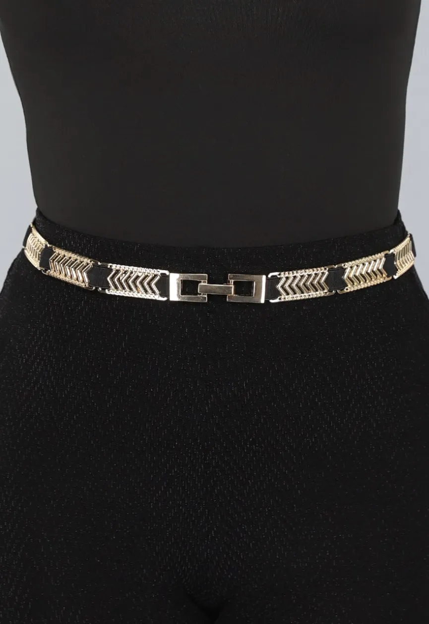 Stretch Riem met Gouden Zigzag Details