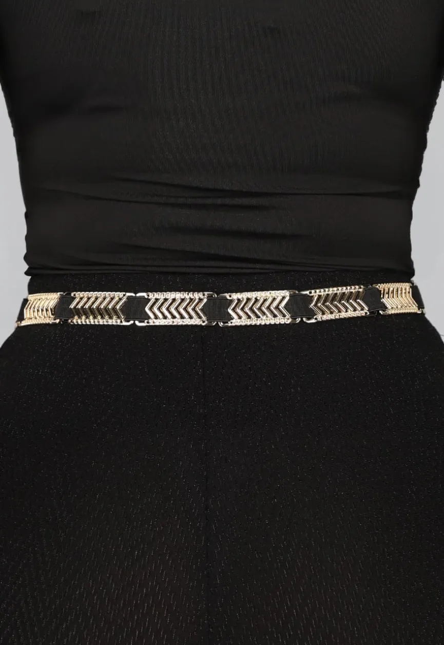 Stretch Riem met Gouden Zigzag Details