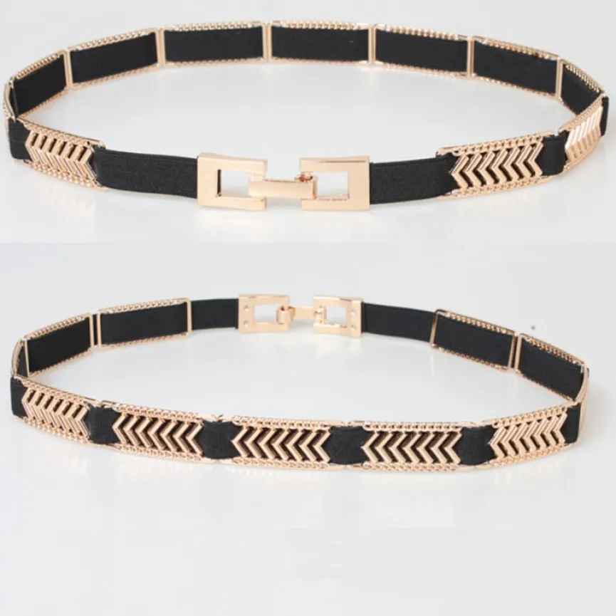 Stretch Riem met Gouden Zigzag Details
