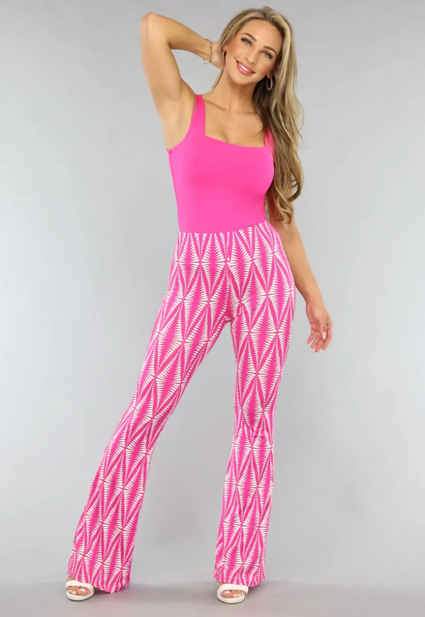 Stretch Top met Brede Schouderbanden in Fuchsia