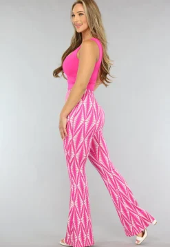 Stretch Top met Brede Schouderbanden in Fuchsia