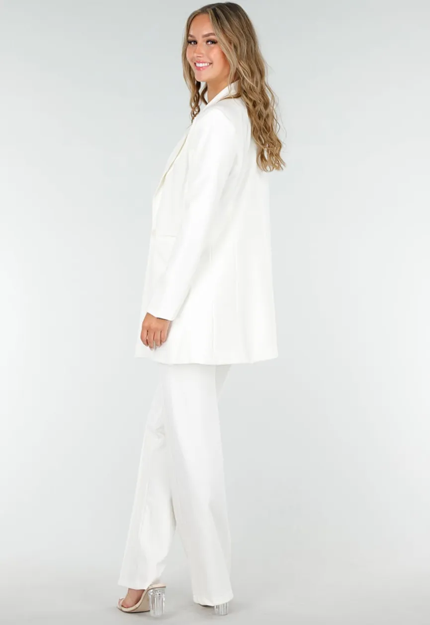 Stretchy Classy Halflange Blazer in Offwhite