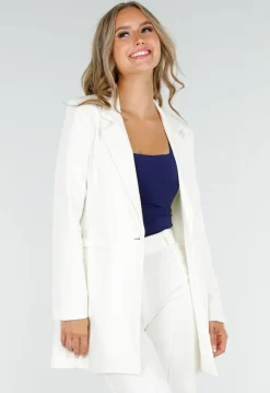 Stretchy Classy Halflange Blazer in Offwhite