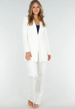 Stretchy Classy Halflange Blazer in Offwhite