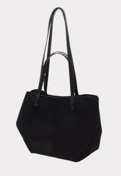 Suède Look Studded Shopper Tas met Hengsels