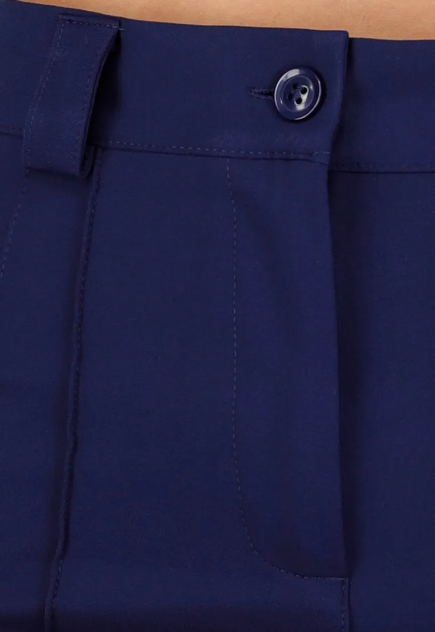 Super Stretch Straight Leg Navy Blauwe Pantalon