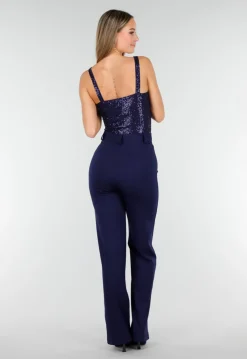 Super Stretch Straight Leg Navy Blauwe Pantalon