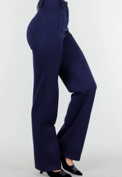 Super Stretch Straight Leg Navy Blauwe Pantalon