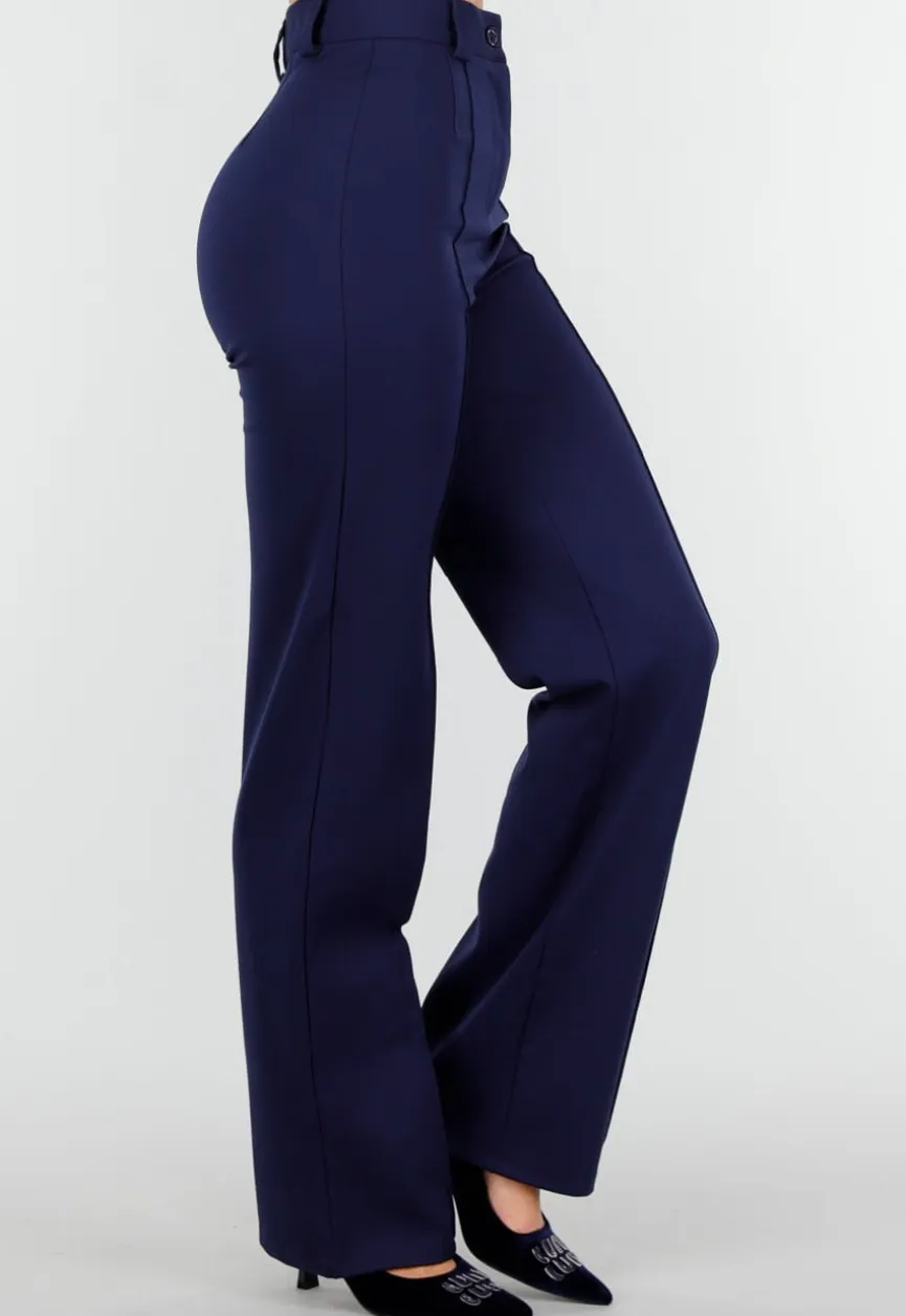 Super Stretch Straight Leg Navy Blauwe Pantalon