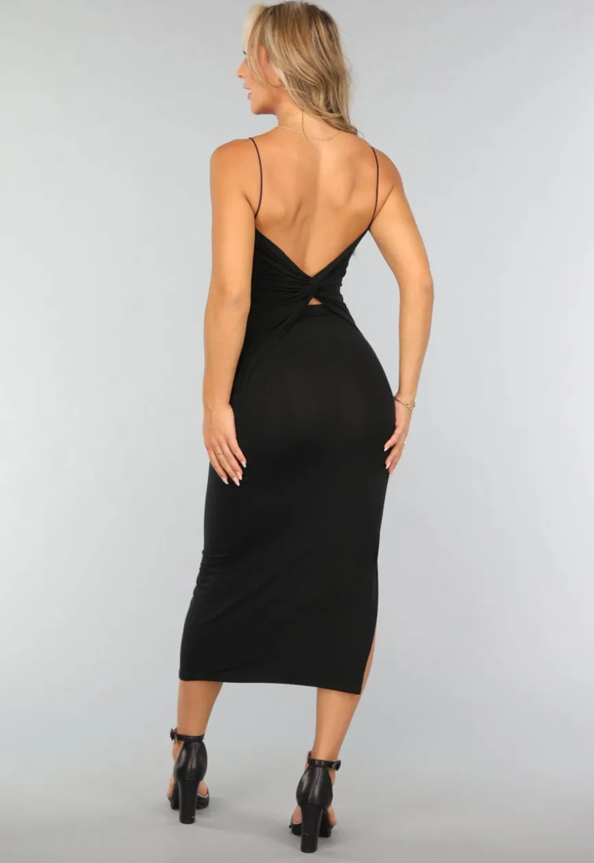 Super Stretchy Midi Jurk met Twist Rug
