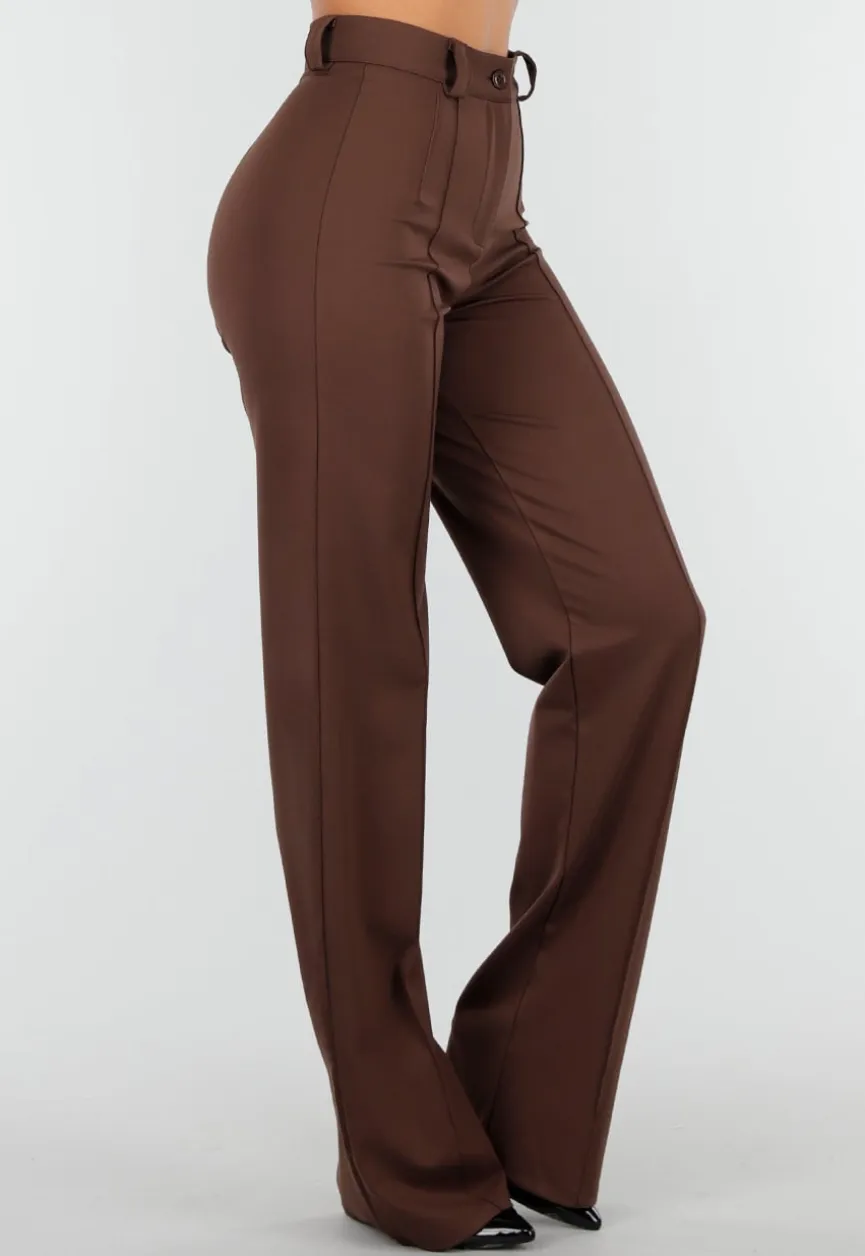 Tall Bruine Pantalon met Super Stretch