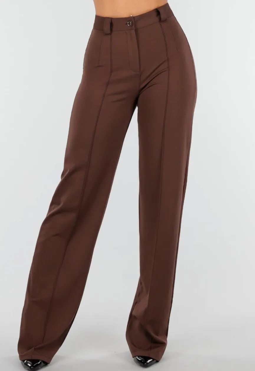 Tall Bruine Pantalon met Super Stretch